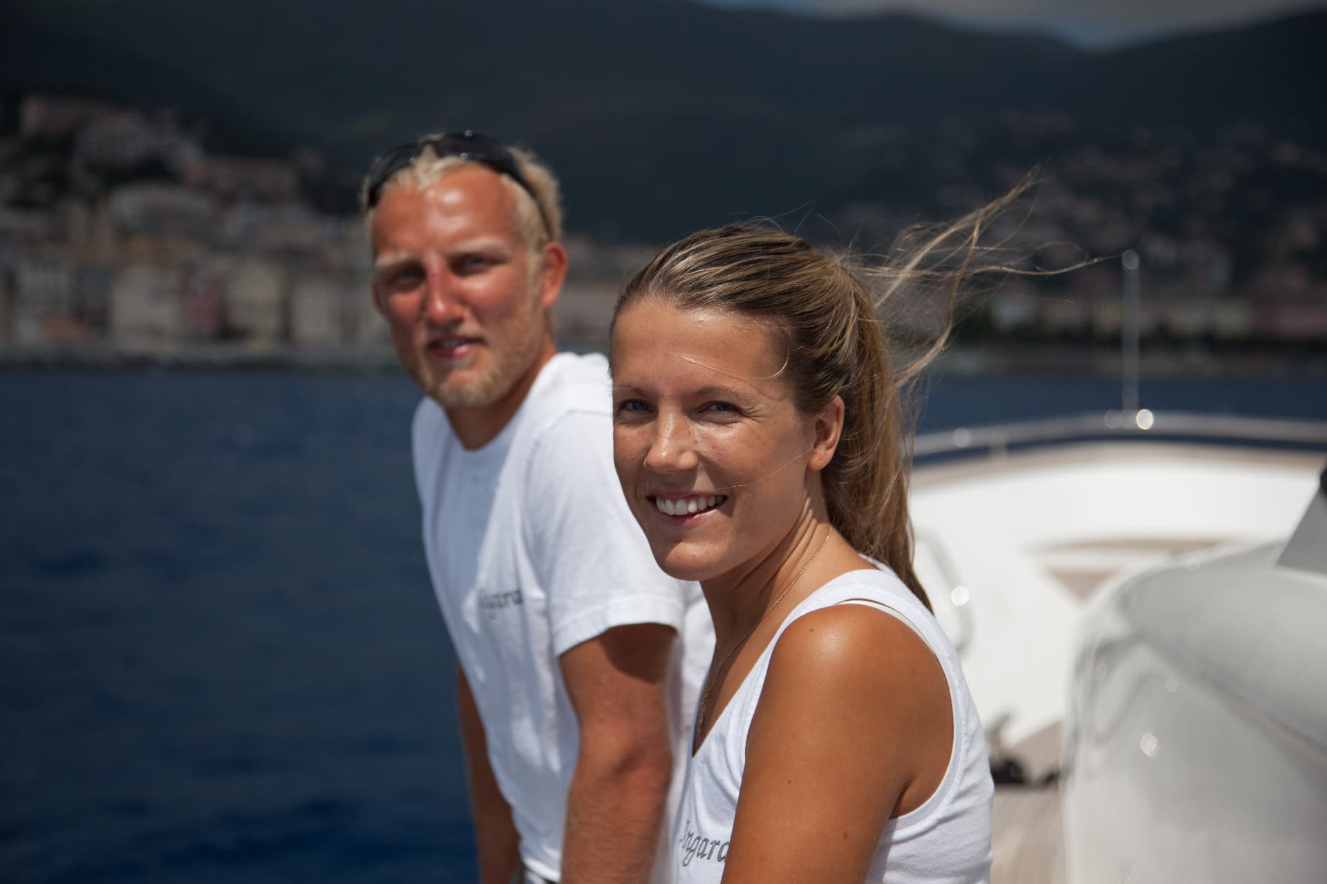 Two yacht crew members together onboard